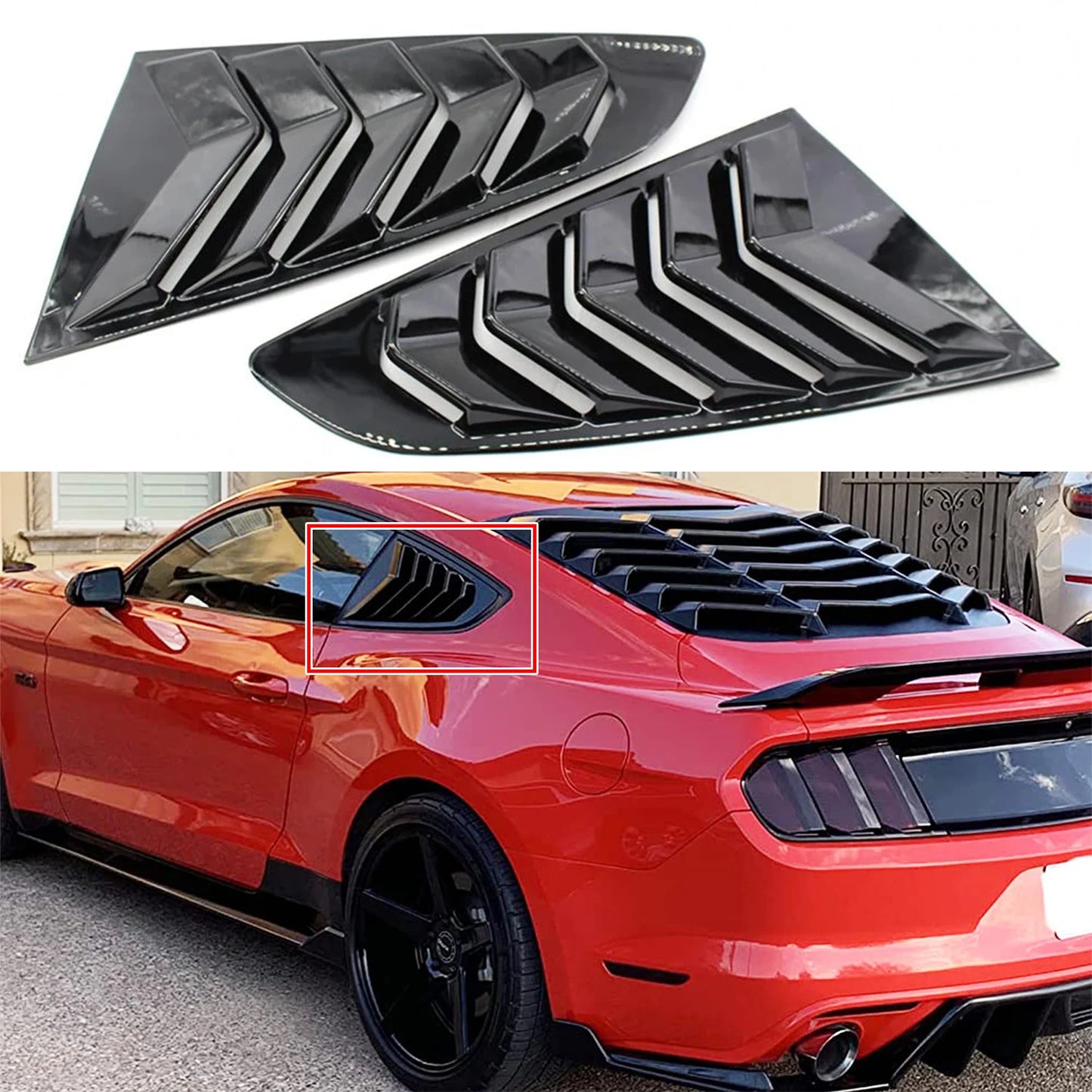 Rear Quarter Window Louvers For Ford Mustang 2015-2021