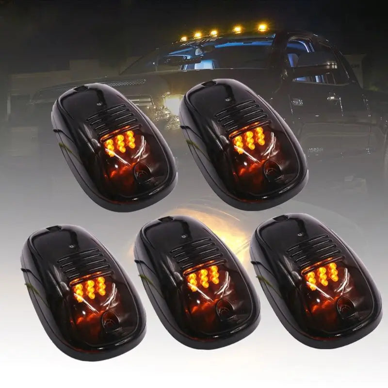 5 Pcs 12 LED Smoked Car Cab Roof for Truck SUV Off Road Vehicles