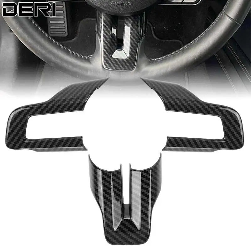 Carbon Fiber Steering Wheel Cover for Ford Mustang 2015 to 2019