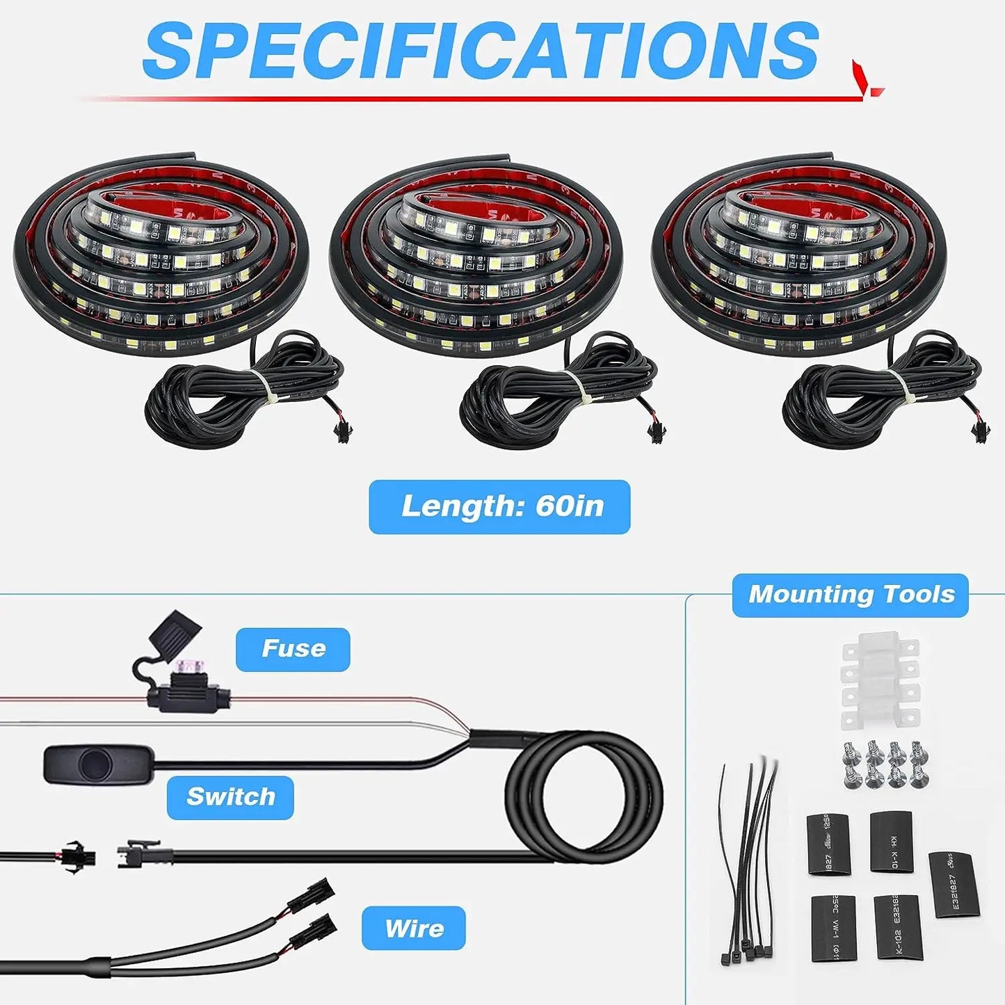 Waterproof LED Car Lights Strip Truck Cargo Flexible Rear Tail